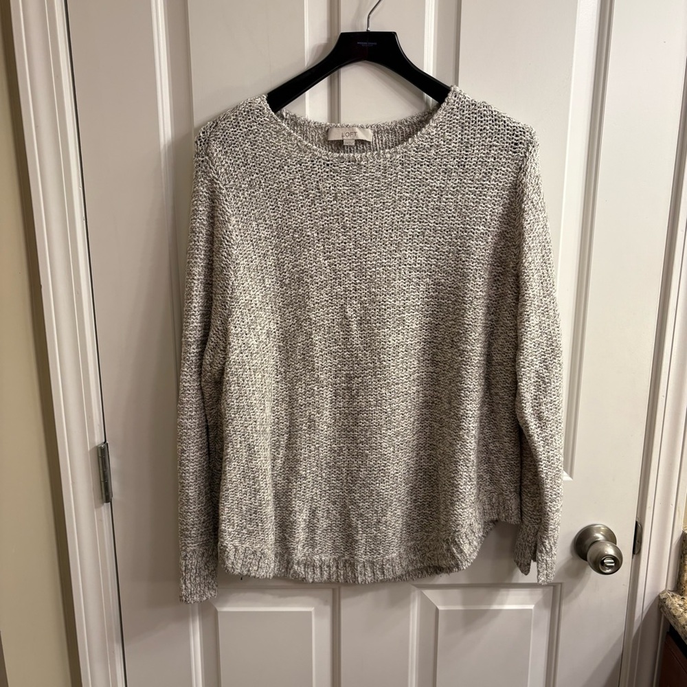 LOFT Heathered Gray Crew Neck Sweater XXL